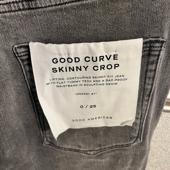 New with tags good American good curve skinny curve crop grey jeans size 0 - Picture 4 of 8